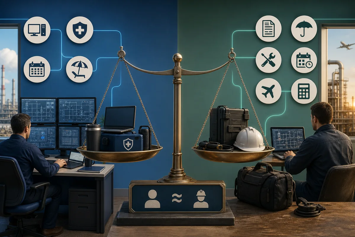 Balanced comparison of SCADA employee benefits and equipment against contractor insurance, tools, administration, travel, and unpaid downtime