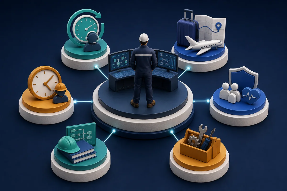 SCADA total compensation layers including base pay, on-call coverage, travel, overtime, benefits, and funded training