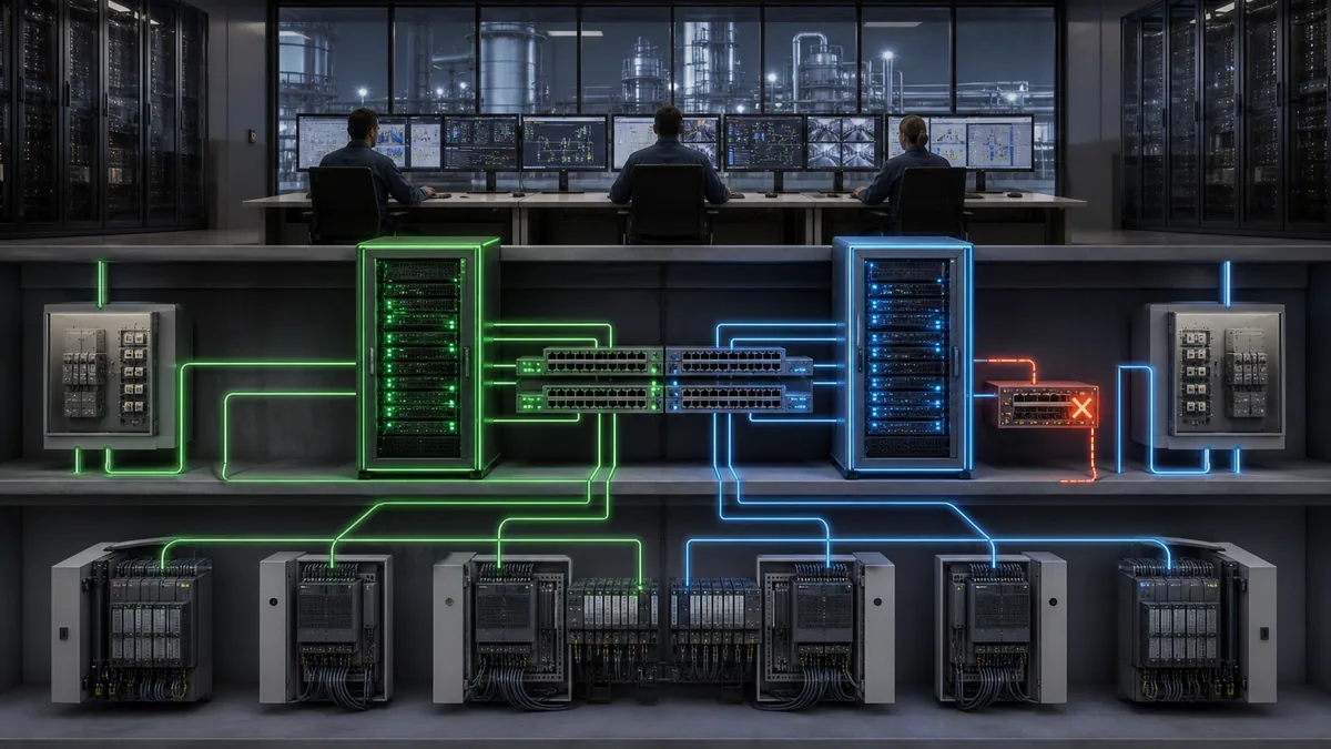Original editorial SCADA redundancy test showing active and standby services shared dependencies field sessions clients history and controlled recovery