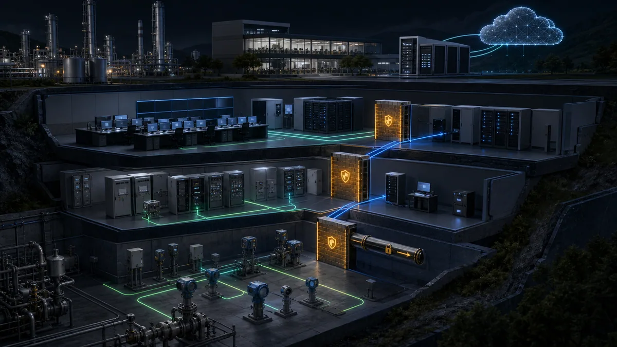 Original editorial SCADA security architecture separating field control supervisory services industrial DMZ and enterprise zones with allowlisted conduits