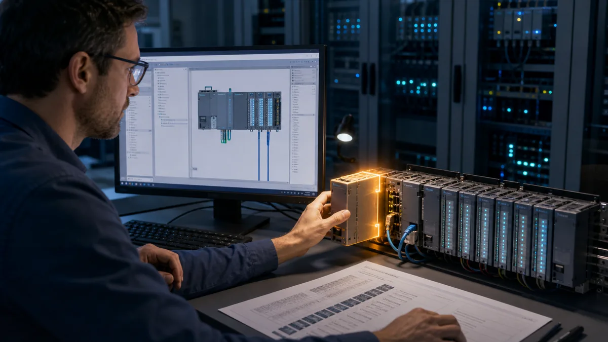 Siemens S7-1200 hardware identity check comparing CPU order number generation firmware TIA project and module manifest