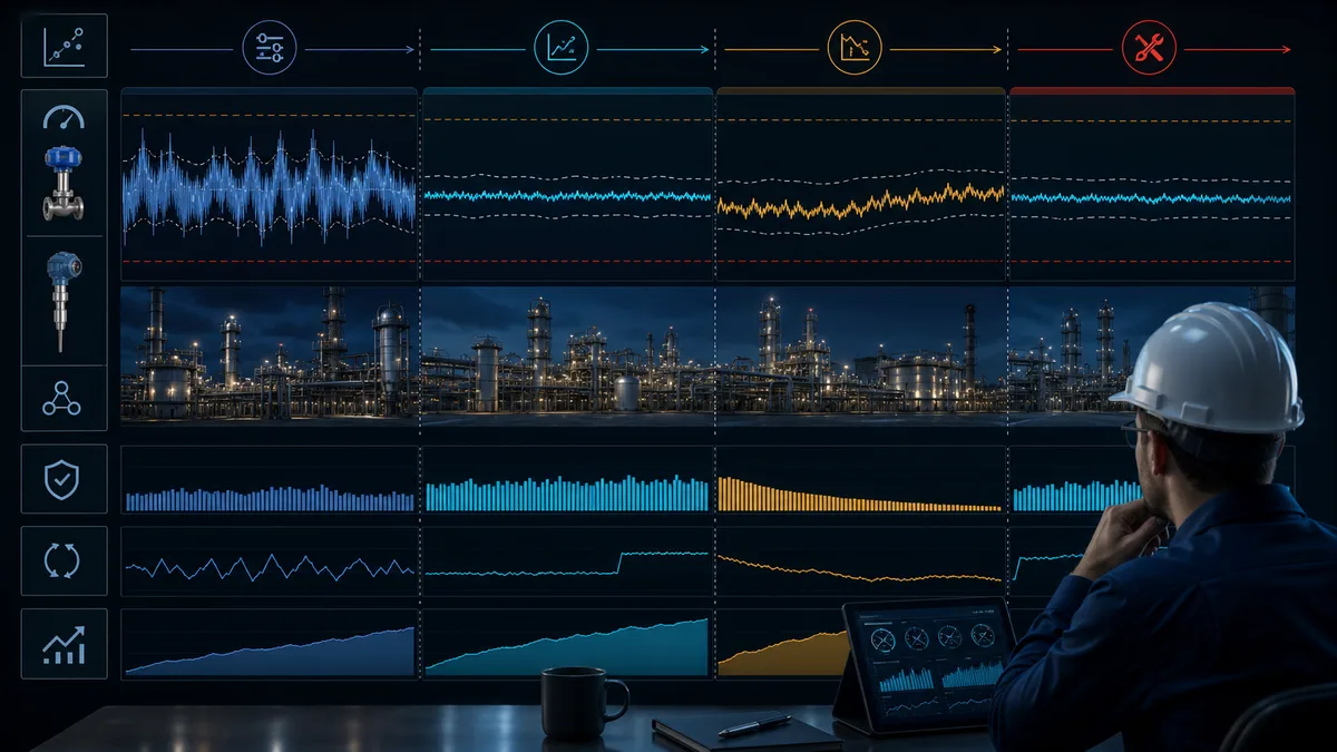 Advanced process control benefit sustainment loop connecting health monitoring operator review model maintenance normalized value and controlled revalidation
