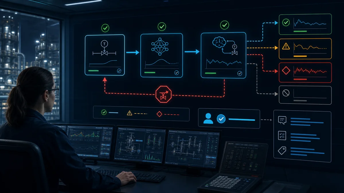 Advanced process control operator mode handoff with off ready advisory closed loop degraded and return to base states