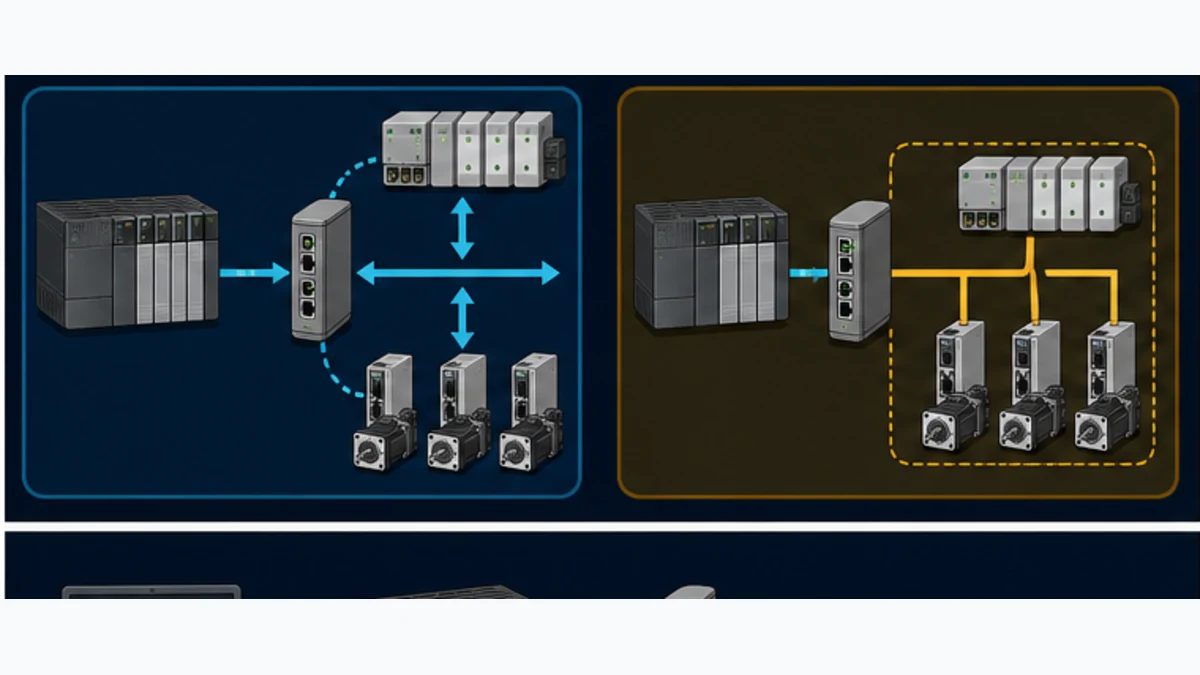 Comparison of an active EtherCAT MainDevice gateway and a controller-to-controller data coupler for a Logix system