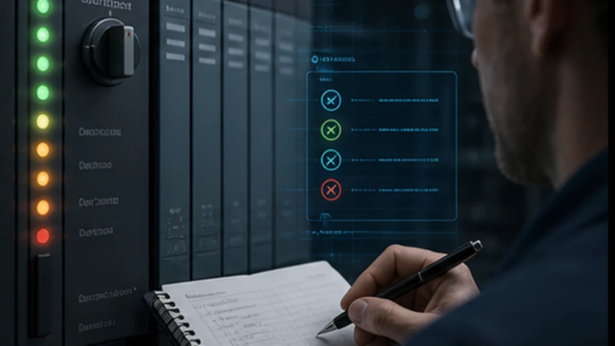 Conceptual controller status indicators and mode selector being documented before a reset