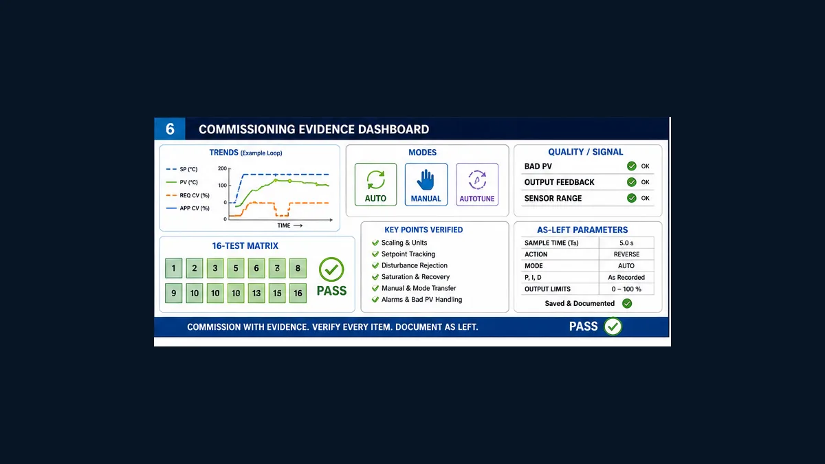 Delta PLC PID commissioning sequence from compatibility and scaling through modes faults response testing and as-left evidence