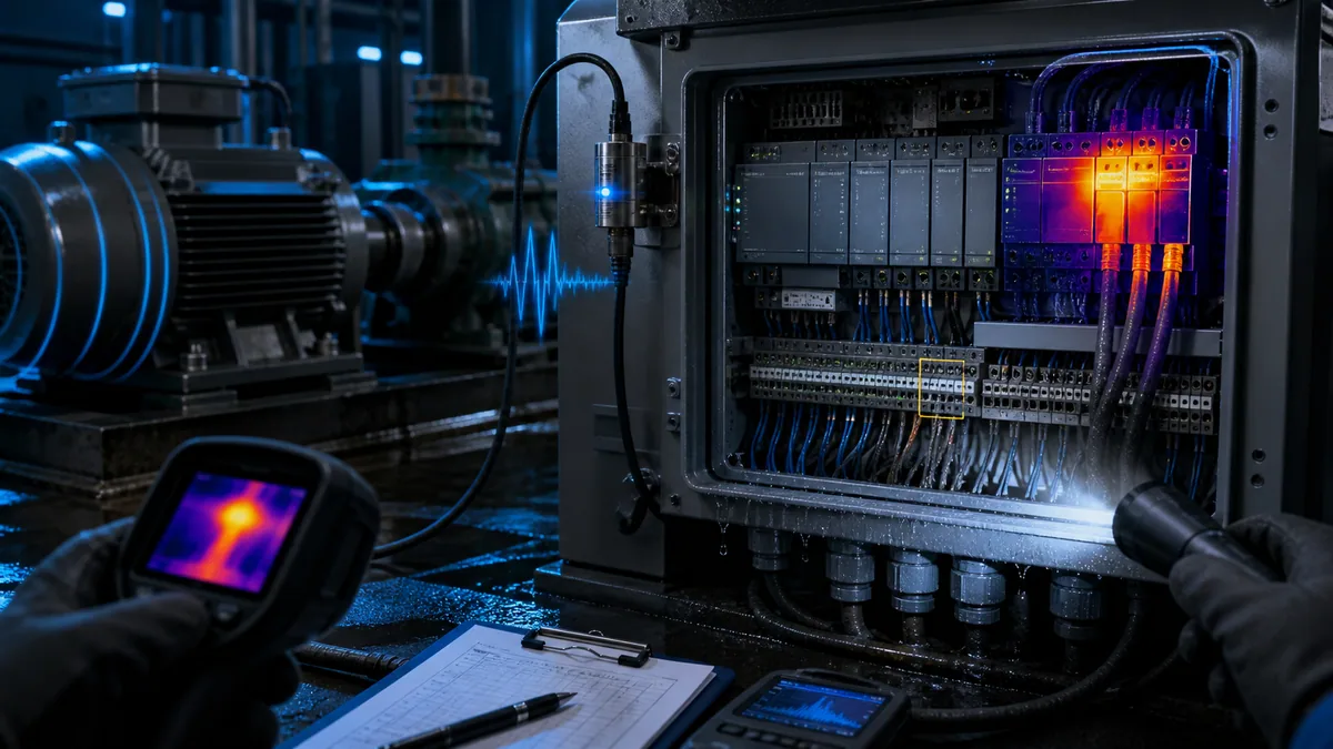 Remote I/O cabinet under vibration, thermal and moisture investigation with evidence instruments