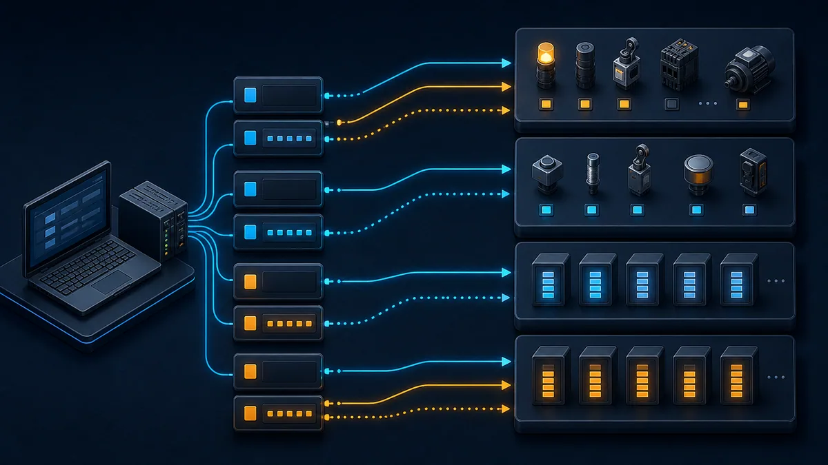 Modbus client requests branching to coil, discrete input, input register and holding register functions