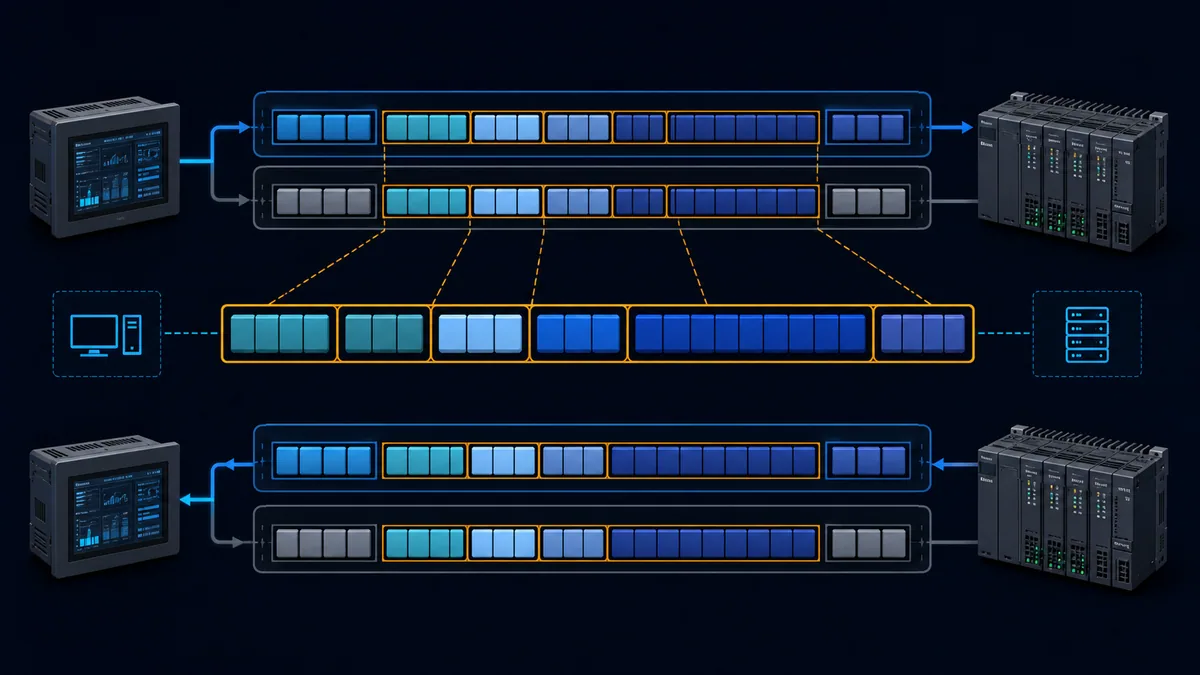Abstract byte-block comparison of a Modbus request and response across serial and Ethernet transports