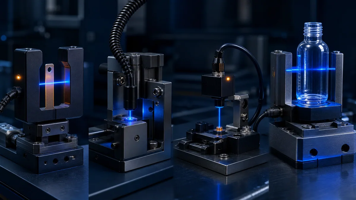 Vendor-neutral fork, fiber-optic, focused-spot and clear-object optical sensor training fixtures