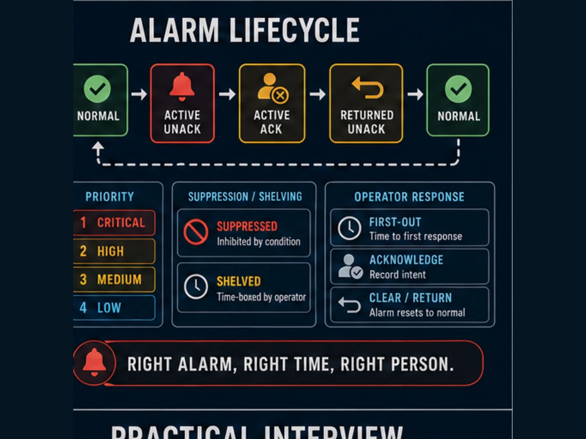 Original editorial SCADA alarm lifecycle from philosophy and rationalization through design implementation testing operation monitoring and change