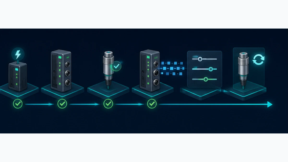 S7-1200 IO-Link commissioning sequence proving power master port device identity process data parameter access and replacement