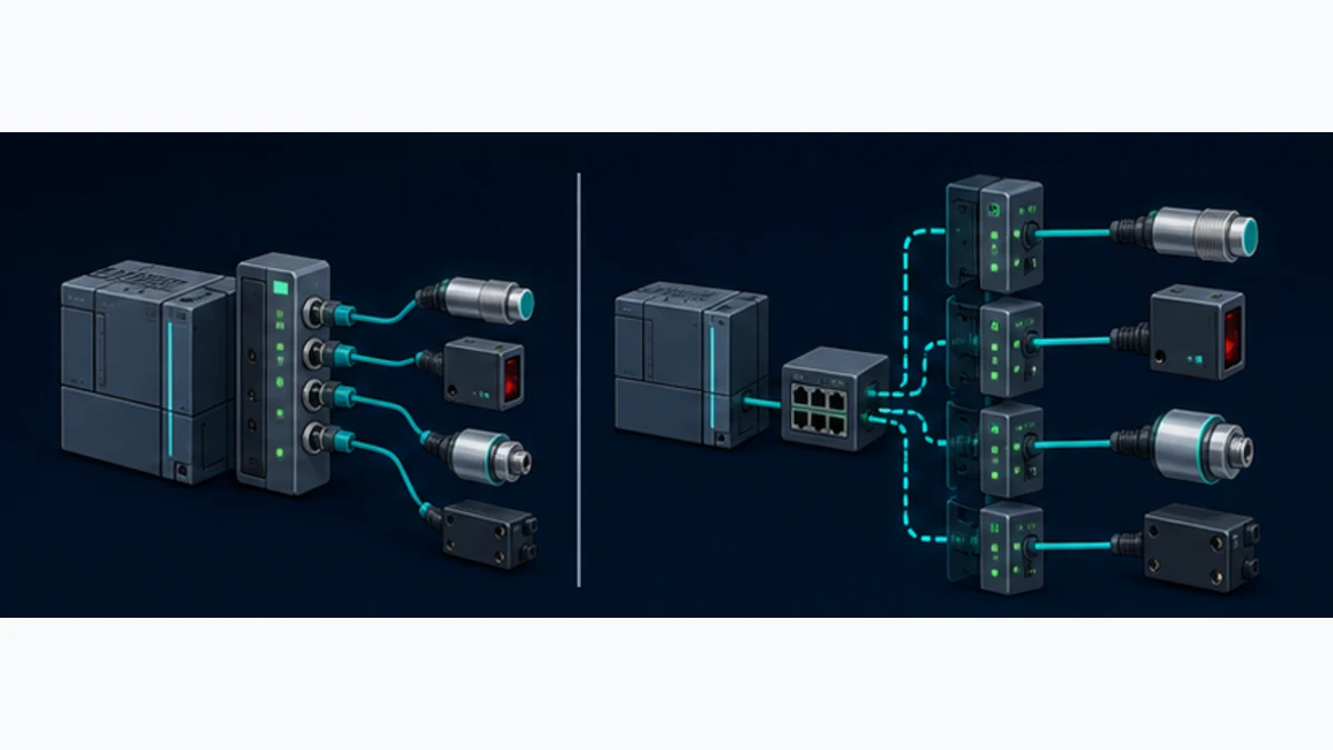 Comparison between an established S7-1200 with a direct IO-Link side module and a PLC using a remote PROFINET distributed IO-Link master