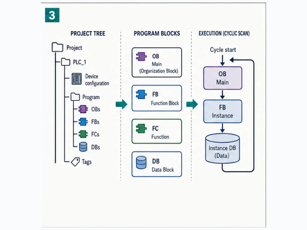 S7-200 program execution evidence from physical input through process image main program subroutines interrupts memory output and feedback